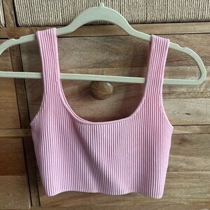 White Fox Boutique Soft Pink Ribbed Tank